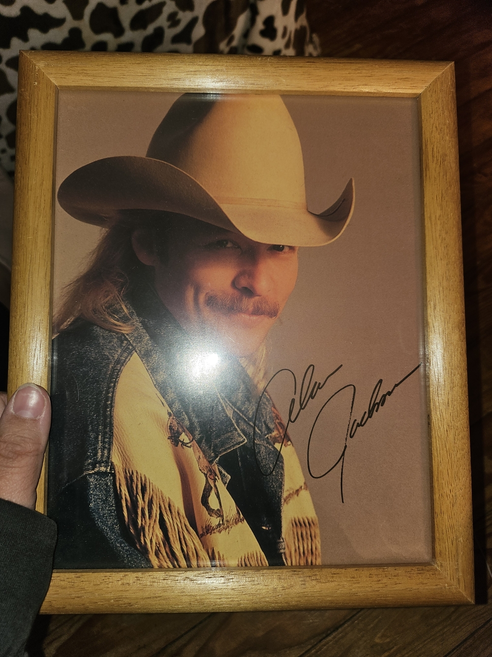 Framed Wood Photo Print - Tan and Natural Finish Alan Jackson